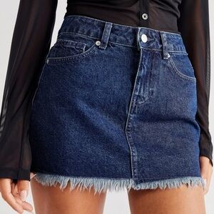 NWT  Free People Out Of The Ordinary Denim Mini Skirt Deep Indigo